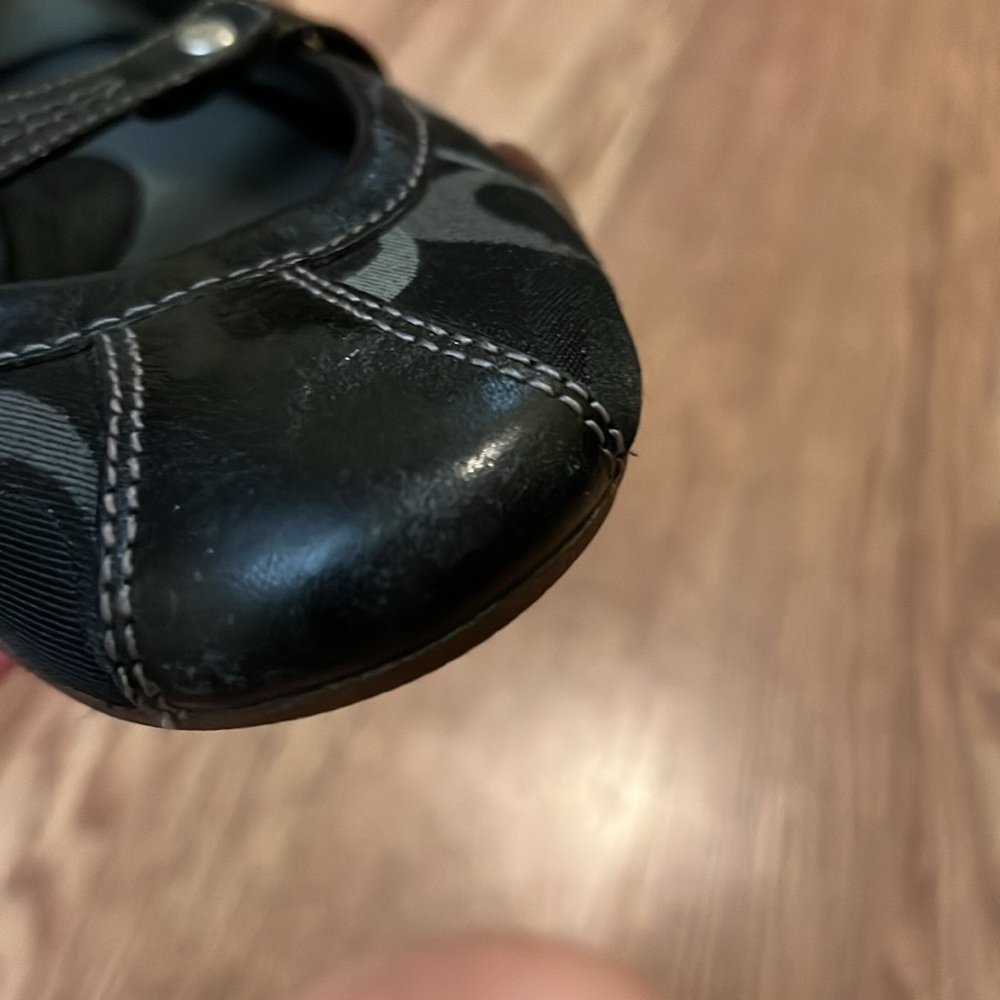 Coach Women's Black Signature Logo Mary Jane Shoes Leather and Canvas Joy Size 5 - Picture 12 of 15